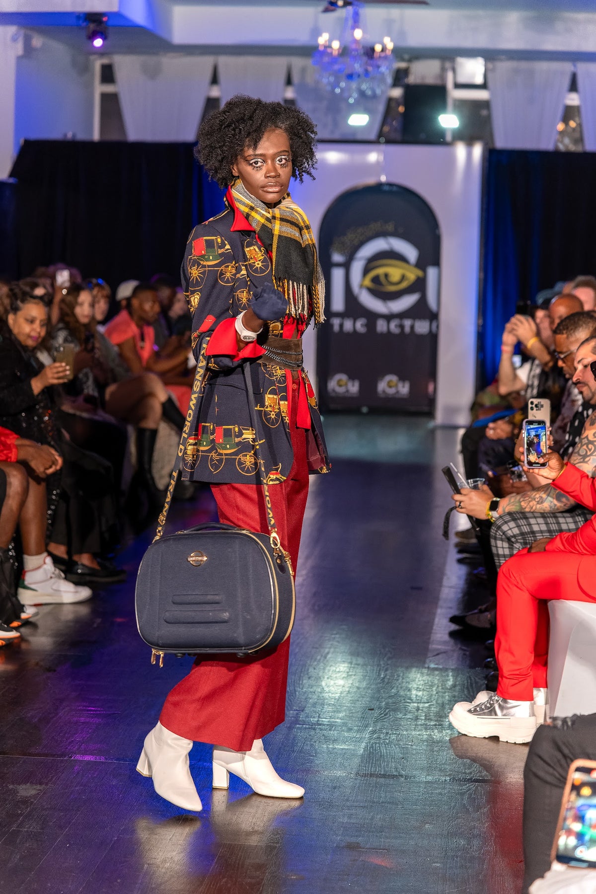 Runway look with vintage-style train case