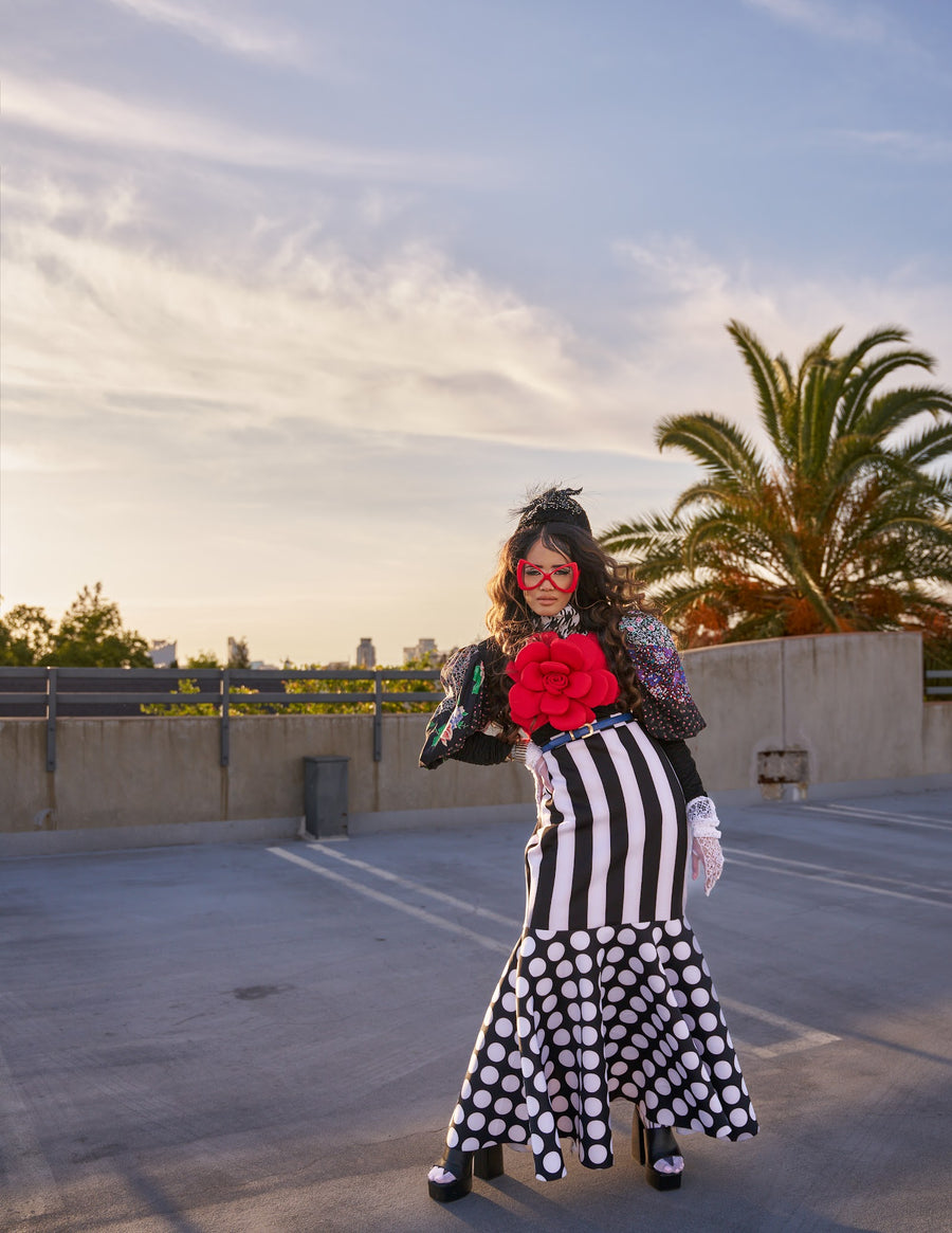 Striped and polka dot mermaid skirt full length
