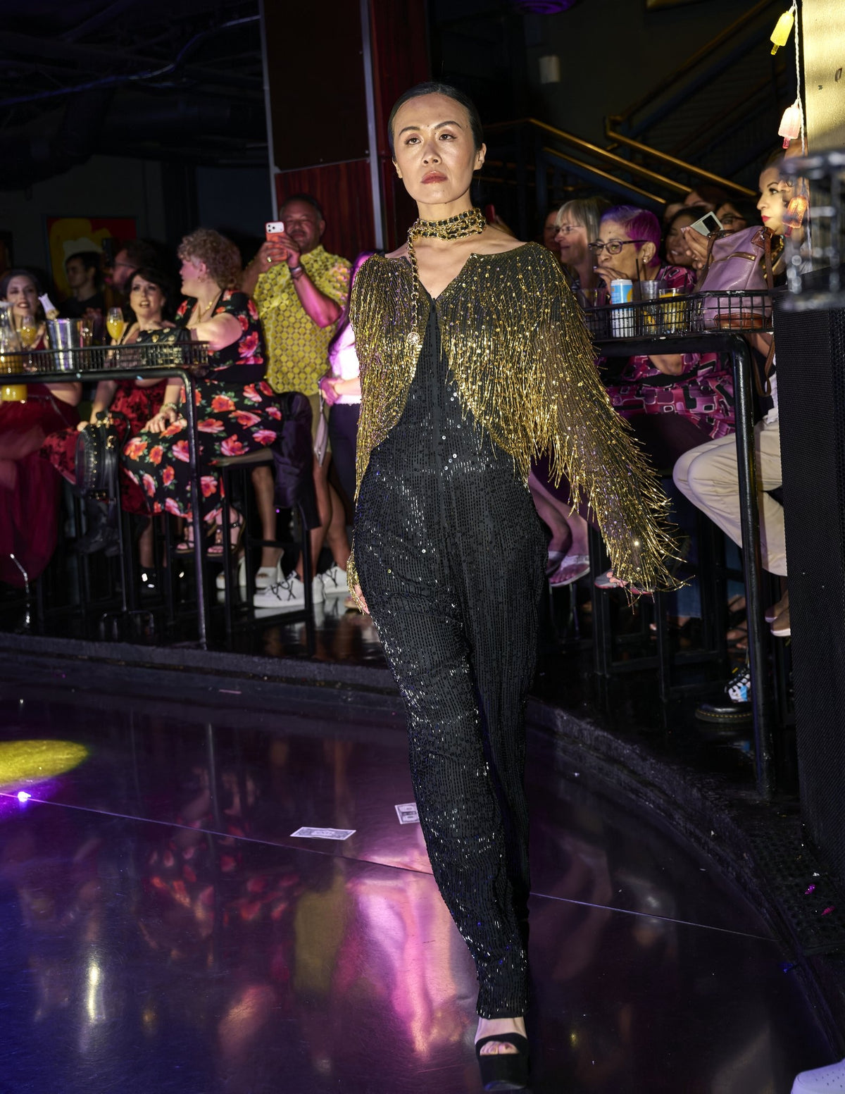 Rare 1980s Vintage Sequin and Glass Beaded Fringe Jumpsuit by Oleg Cassini